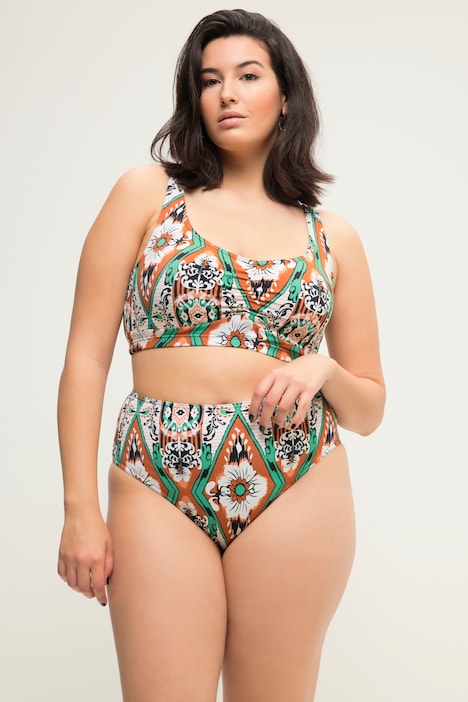 Ikat Print High-Waisted Bikini Bottoms