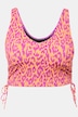 Top del bikini con coppe morbide, laccetti e design leopardato colorato