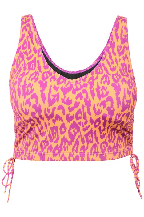 Bikiny top, měkké košíčky, leopardí vzor, ozdobné stuhy