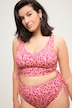 Top del bikini con coppe morbide, laccetti e design leopardato colorato