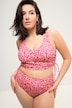 Top del bikini con coppe morbide, laccetti e design leopardato colorato