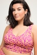 Top del bikini con coppe morbide, laccetti e design leopardato colorato