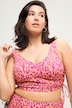 Top del bikini con coppe morbide, laccetti e design leopardato colorato
