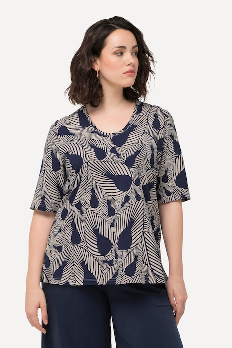 Abstract Leaf Print Short Sleeve Tee