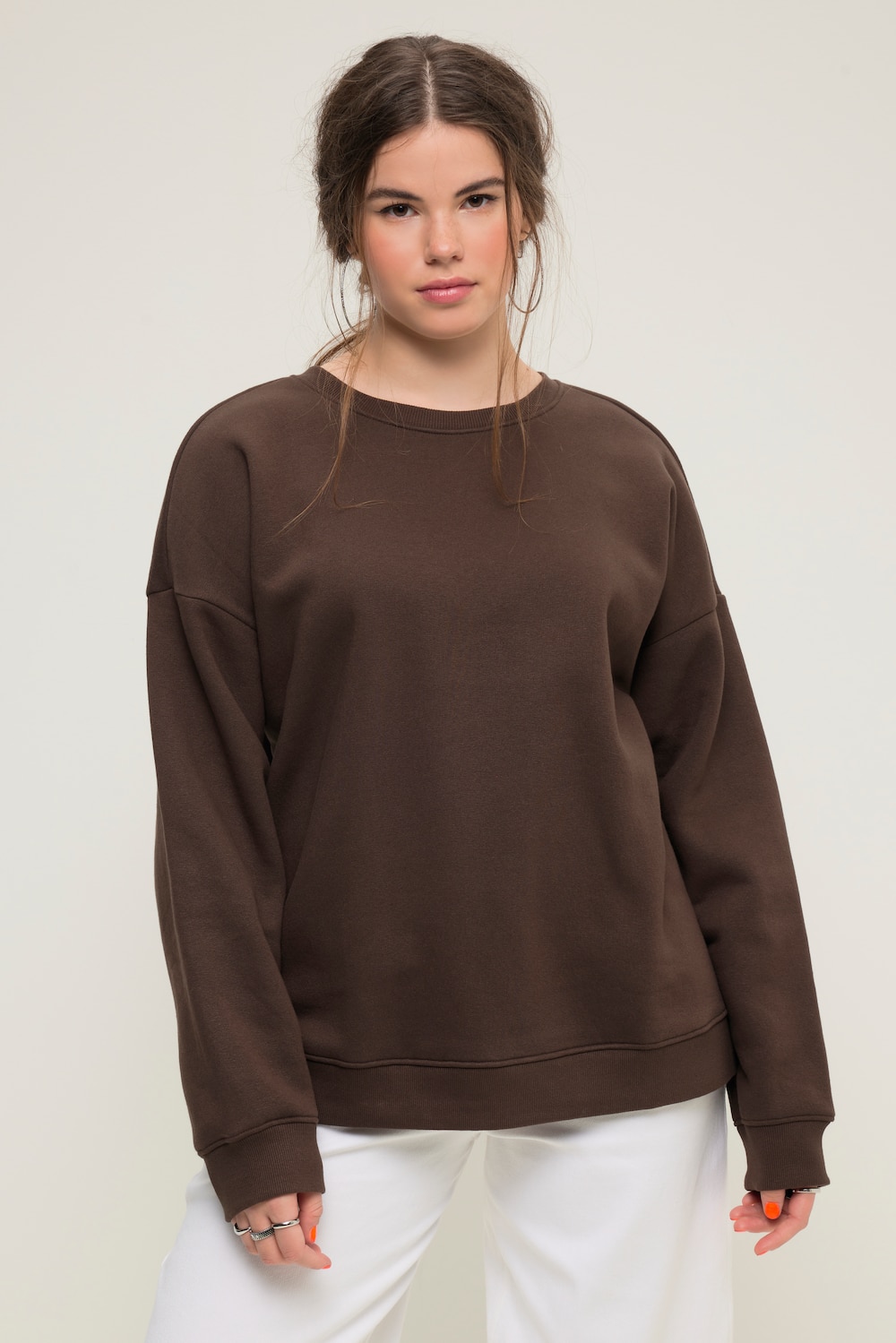 Grote Maten Sweatshirt, Dames, bruin, Maat: 46/48, Katoen/Polyester, Studio Untold