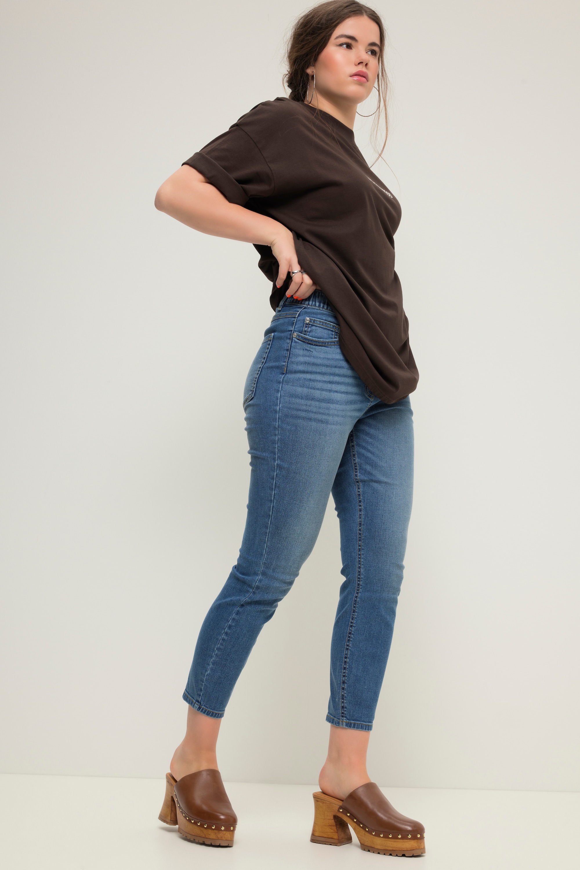 Studio Untold Damen große Größen Skinny Jeans Used Look 5 Pocket