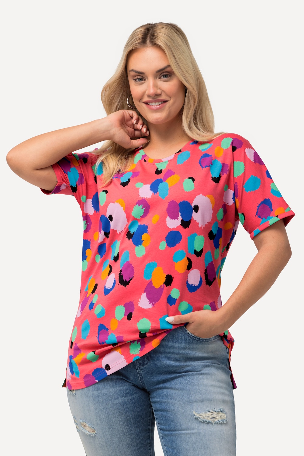 Grote Maten T-shirt, Dames, rood, Maat: 54/56, Katoen, Ulla Popken