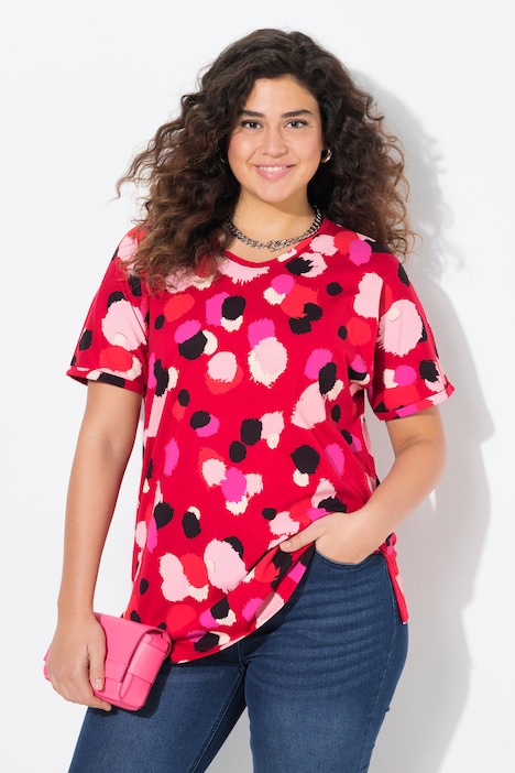 T-shirt dal taglio oversize con pallini, scollo a girocollo e mezze maniche