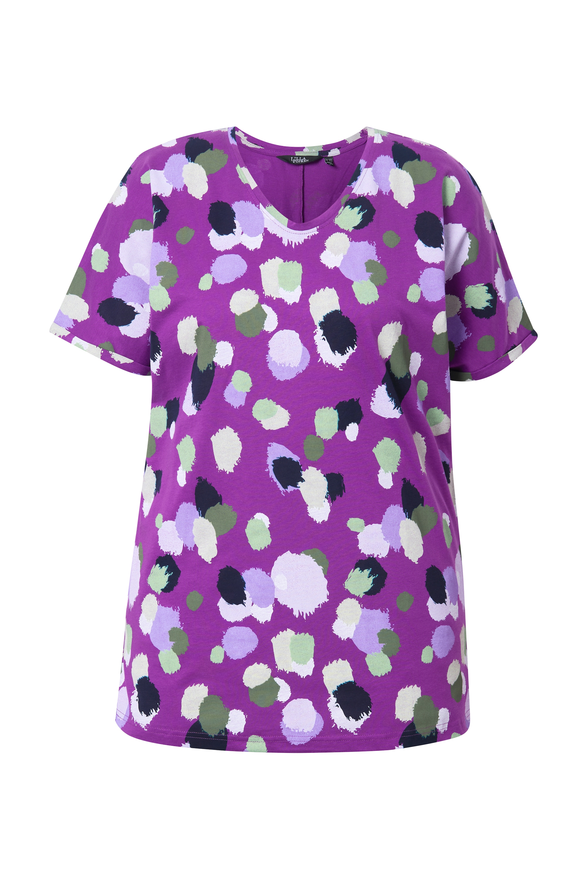 Ulla Popken Damen große Größen T Shirt Tupfen oversized Rundhals Halbarm 829951