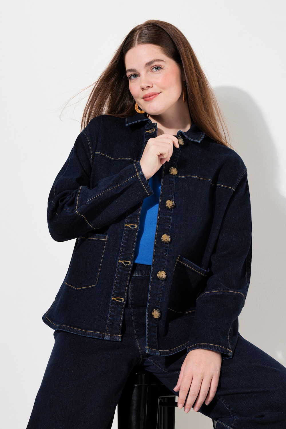 Große Größen Jeansjacke, Damen, blau, Größe: 58/60, Baumwolle, Ulla Popken