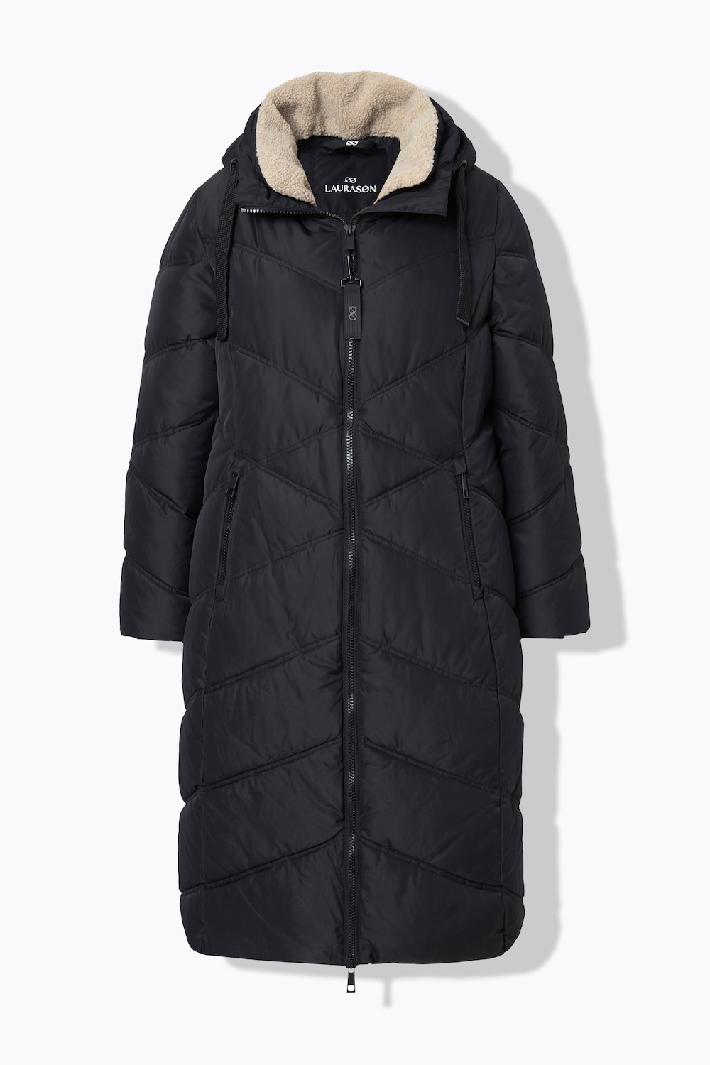 Stora storlekar Quiltad kappa, Dam, svart, storlek: M, Polyester, LAURASON