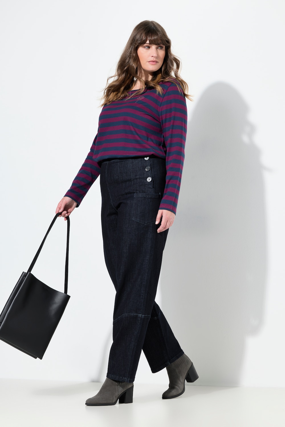 Barrel-jeans, wijde pijpen, comfortabele tailleband, biologisch katoen
