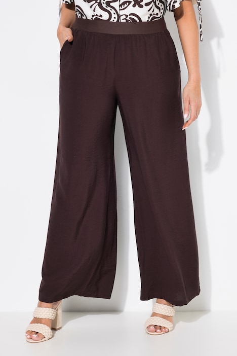 Pantalon à enfiler à tissu texturé, taille élastique et jambe large