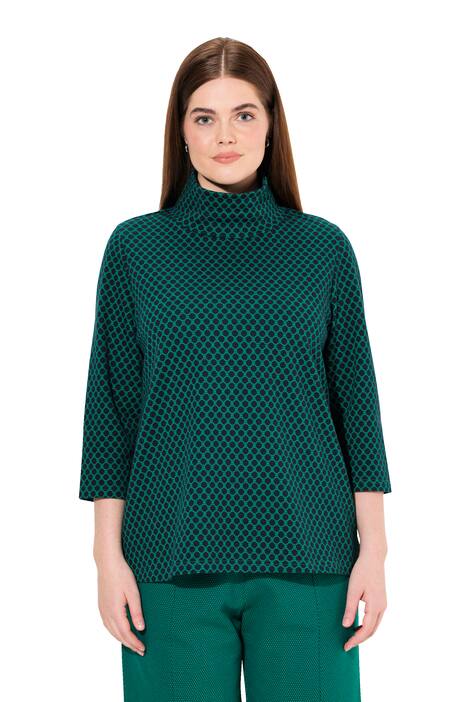 Mikina, žakár, stojáček, 3/4 rukávy, biobavlna