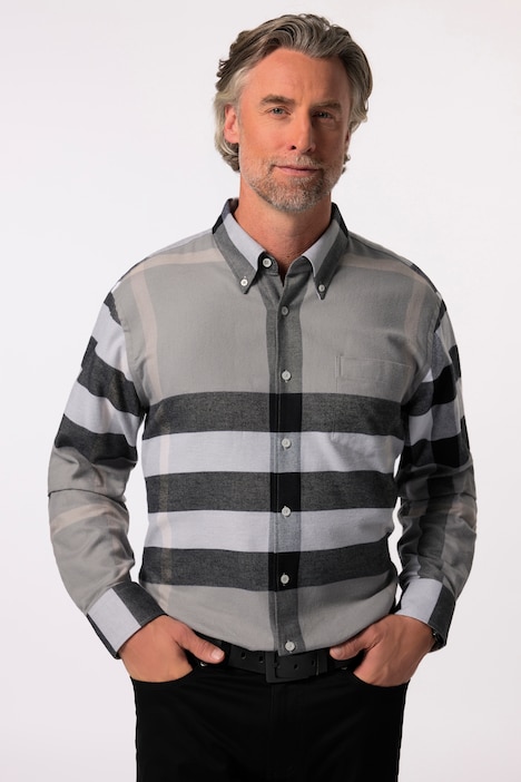 Boston Park Karo-Flanellhemd, Langarm, Buttondown-Kragen, Comfort Fit, bis 8 XL