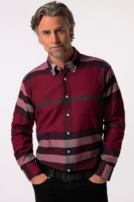 Boston Park Karo-Flanellhemd, Langarm, Buttondown-Kragen, Comfort Fit, bis 8 XL