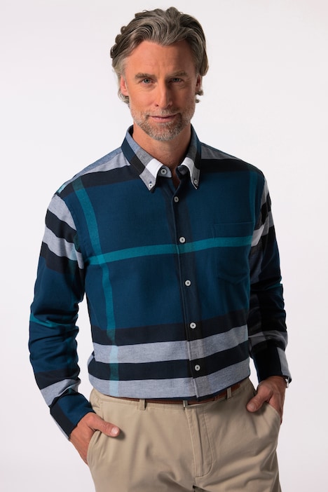 Boston Park Karo-Flanellhemd, Langarm, Buttondown-Kragen, Comfort Fit, bis 8 XL