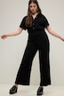 Jumpsuit, Musselin, elastische Taille, Halbarm, weites Bein