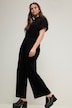 Jumpsuit, Musselin, elastische Taille, Halbarm, weites Bein