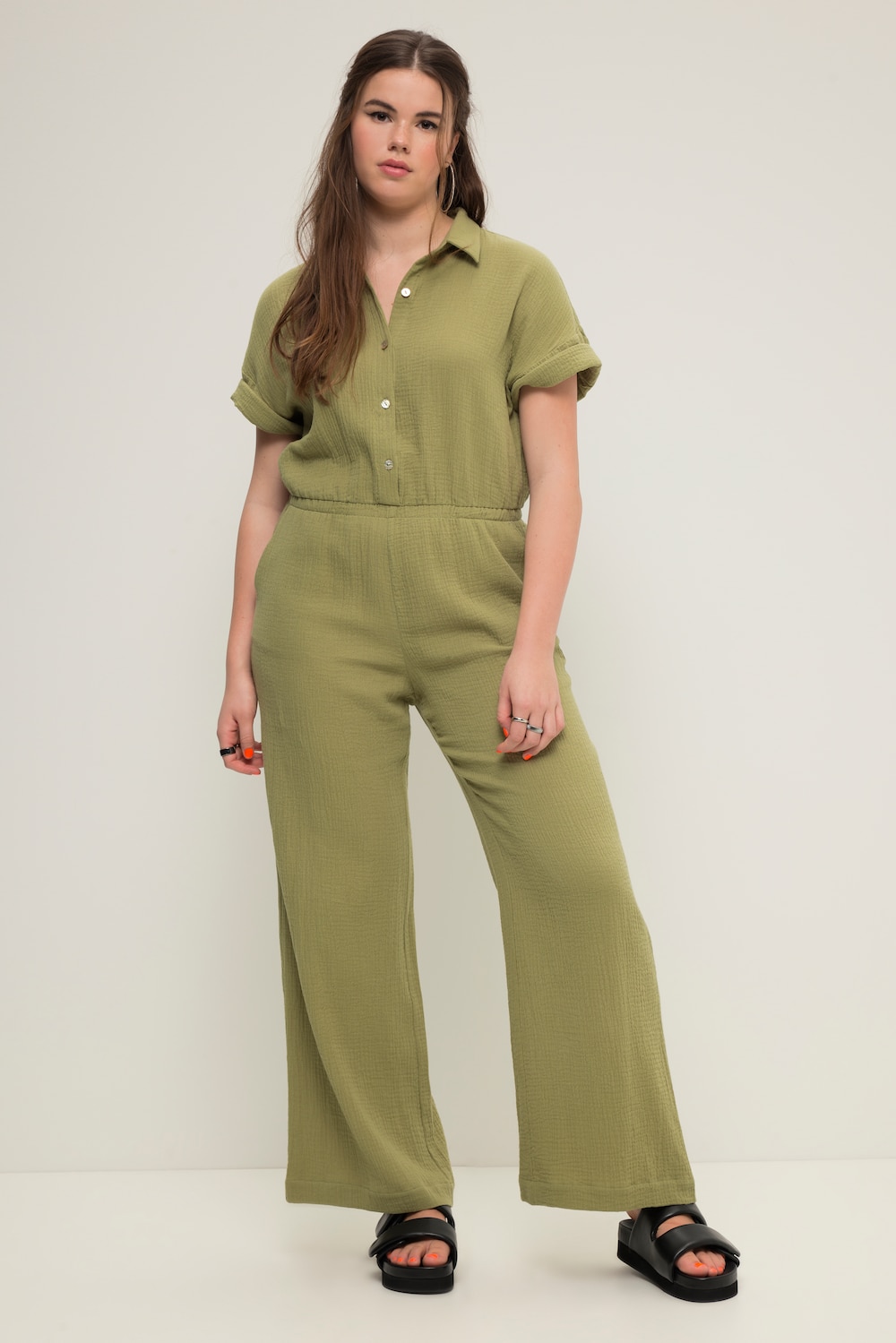 Große Größen Jumpsuit, Damen, grün, Größe: 46/48, Baumwolle, Studio Untold