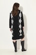 Strickkleid, Argyle-Muster, Troyerkragen, Langarm