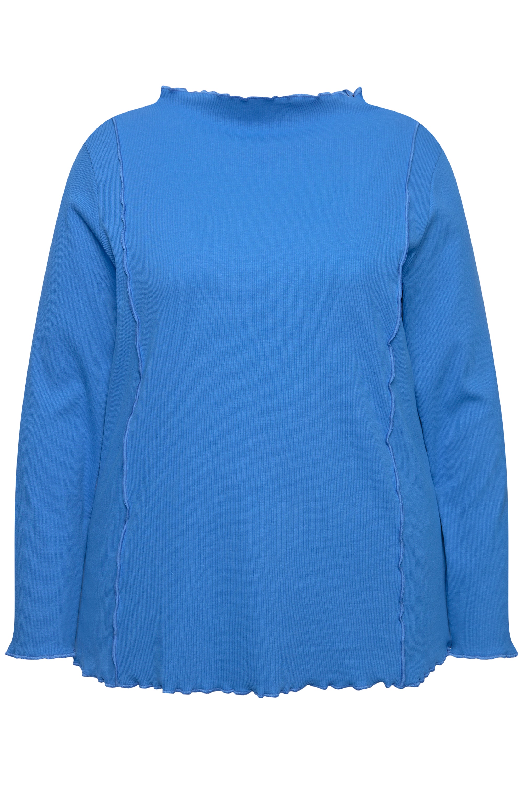 Ulla Popken Damen große Größen T Shirt Rippjersey Stehkragen Langarm