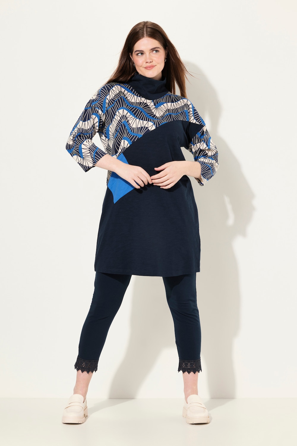 Große Größen Longshirt, Damen, blau, Größe: 46/48, Baumwolle, Ulla Popken