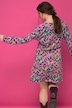 Ikat-Inspired Long Sleeve V-Neck Dress