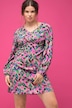 Ikat-Inspired Long Sleeve V-Neck Dress