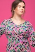 Ikat-Inspired Long Sleeve V-Neck Dress