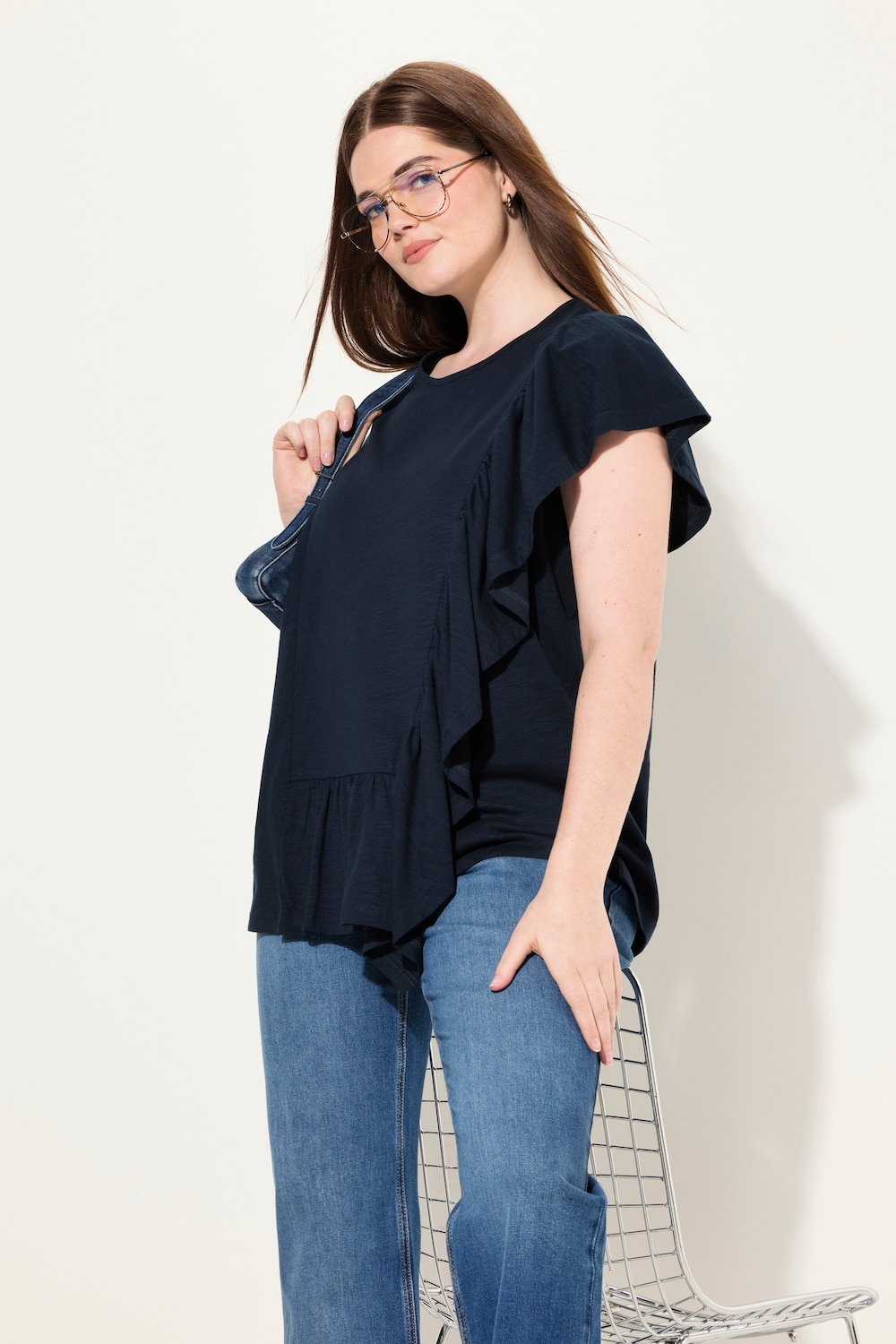 Große Größen T-Shirt, Damen, blau, Größe: 50/52, Baumwolle, Ulla Popken