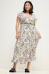 Maxikjole, straight fit, blomsterprint, elastisk talje