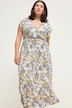 Maxikjole, straight fit, blomsterprint, elastisk talje