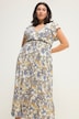 Maxikjole, straight fit, blomsterprint, elastisk talje