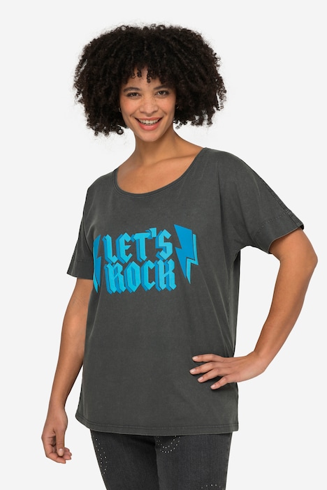 T-shirt, oversized, Let's Rock, ronde hals