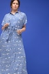 Maxikleid, oversized, Allover-Print, Hemdkragen, Knopfleiste