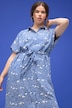 Maxikleid, oversized, Allover-Print, Hemdkragen, Knopfleiste
