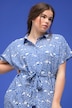 Maxikleid, oversized, Allover-Print, Hemdkragen, Knopfleiste