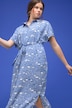 Maxikleid, oversized, Allover-Print, Hemdkragen, Knopfleiste