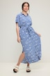 Maxikleid, oversized, Allover-Print, Hemdkragen, Knopfleiste