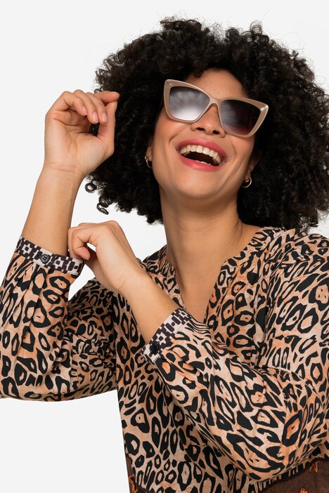 Patterned Tunic with Long Sleeves and Tunic Neckline