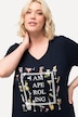 Grand t-shirt avec imprimé, col V et manches courtes