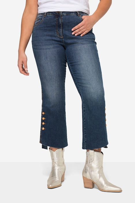 Bootcut-Jeans, flared Fit, 5-Pocket, Saumschlitze mit Goldknöpfen