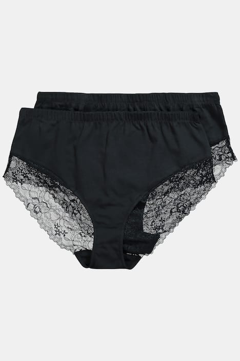 Midislips, 2er-Pack, seitlicher Spitzeneinsatz