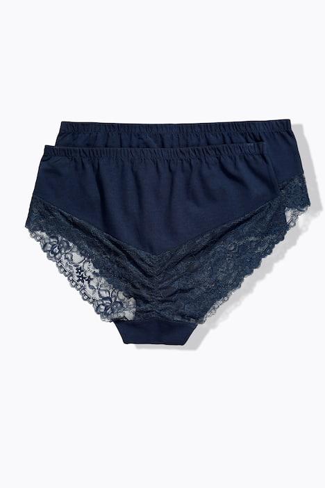 Midislips, 2er-Pack, seitlicher Spitzeneinsatz