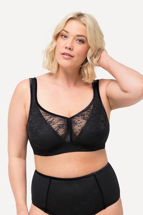 Lace Panel Underwire-Free Minimizer Bra