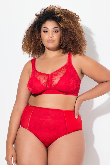 Lace Panel Underwire-Free Minimizer Bra