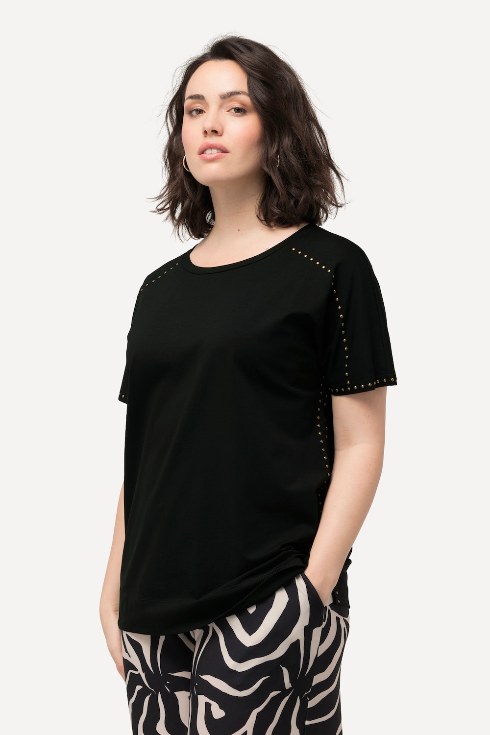 Große Größen T-Shirt, Damen, schwarz, Größe: 62/64, Baumwolle, Ulla Popken