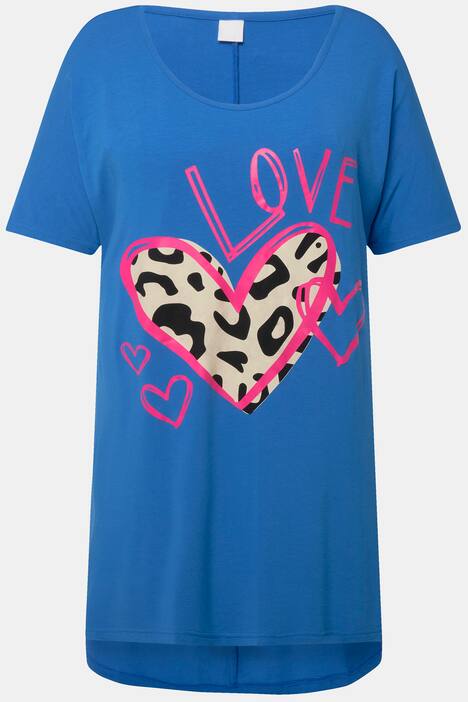 T-Shirt, lang und oversized, LOVE-Motiv, Rundhals