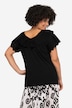 Half-Sleeve T-Shirt with V-Neck in Front and Back and Lace Frills